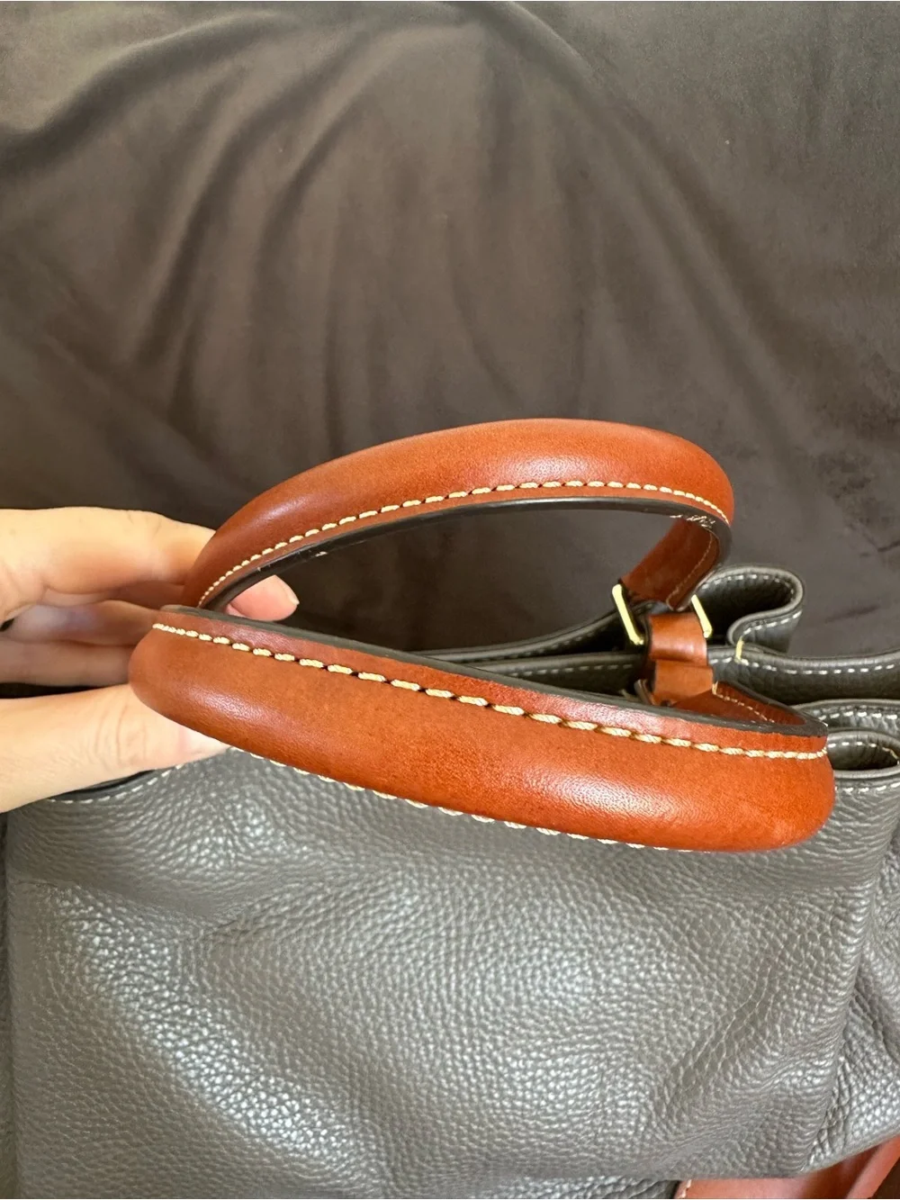 Dooney & Bourke Brenna Gray Brown Leather Satchel Bag
